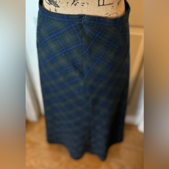 Michele Wool Blend Scottish Style Green Plaid Midi Skirt Size 10 - Picture 6 of 14